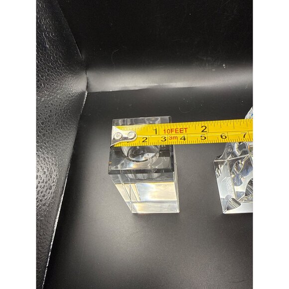 Oleg Cassini 4 Inch Crystal Candlestick Holder Set With Box 1” Candle Opening - Picture 10 of 10
